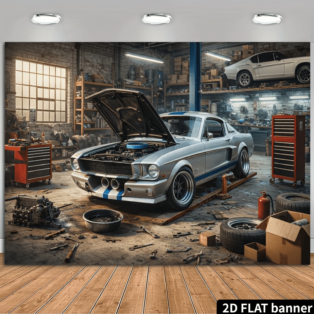 2D plane retro auto repair sho - Auto Repair Shop Background review and price