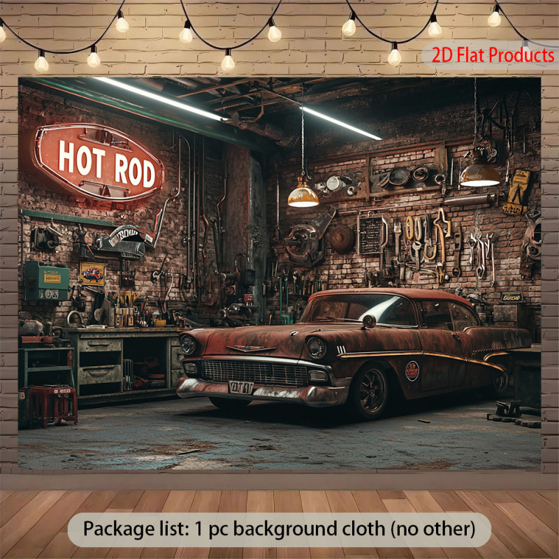 1Vintage Car Garage Banner Bac - Auto Repair Shop Background review and price